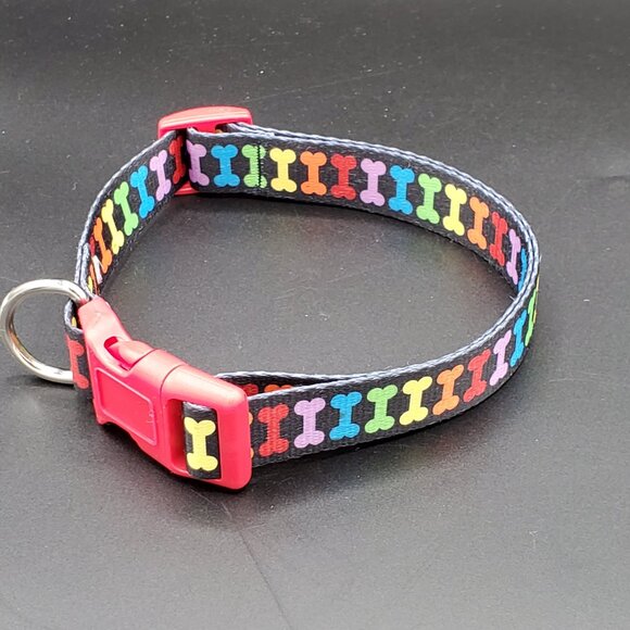 Source Unknown Other - Adjustable Colorful Bone Print Dog Collar